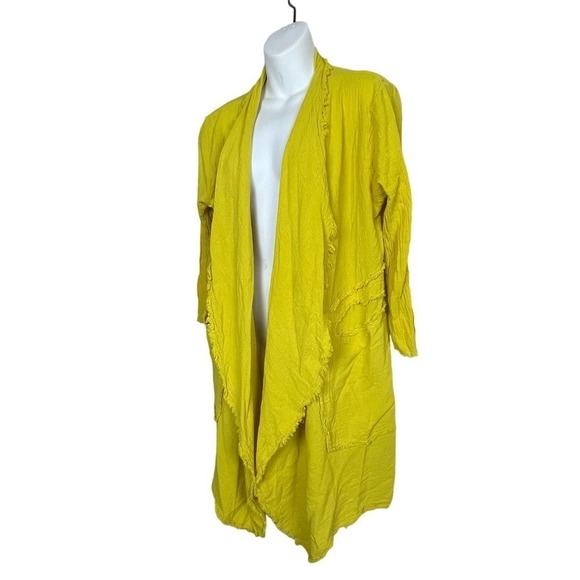 Oh My Gauze! Yellow Open Front Tahoe Jacket Coat Duster Size 52 Large - Picture 3 of 8